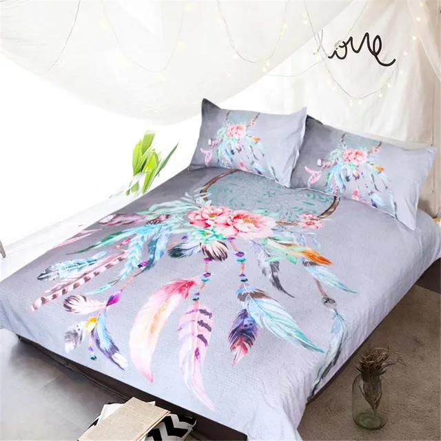 BlessLiving Big Dreamcatcher Colors Bedding Set 3 Piece Dream Catcher Duvet Cover Set Boho Doona Cover Hippie Bedspread Coverlet 5