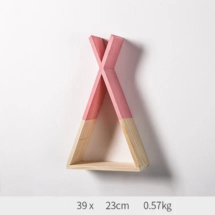 Pink S Ins скандинавский стиль деревянные настенные полки DIY оригинальные деревянные Trigon полка для хранения полки качели полки Детская комната Декор - Цвет: Pink S