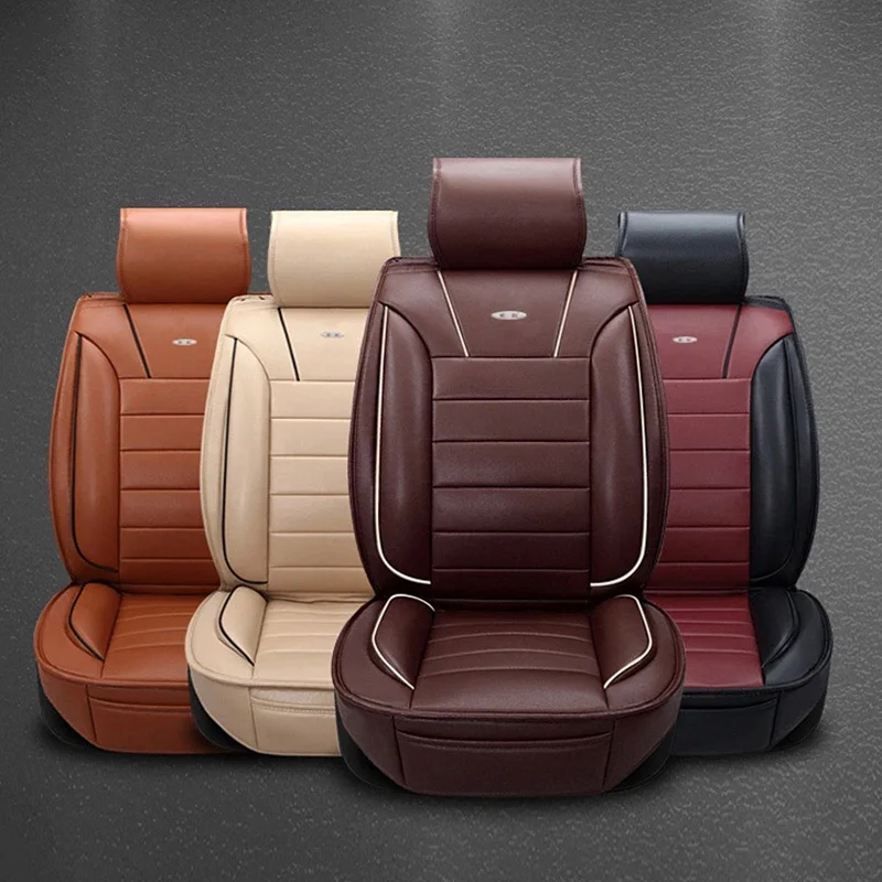 Чехлы на передние и задние автомобильные сиденья из экокожи оранжевые красные