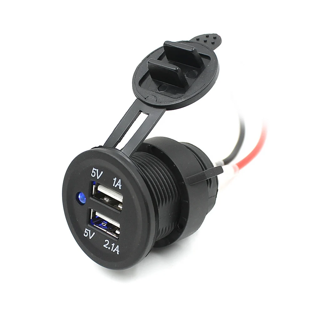 DC12-24V Dual USB Car Charger Adapter For Motorcycle RV Output 5V 2.1A 1A Socket Cover Plug | Автомобили и мотоциклы