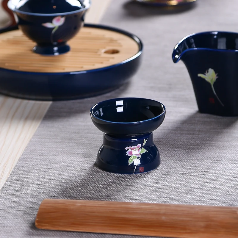 Японский стиль Чайный фильтр керамический синий цвет чайная церемония