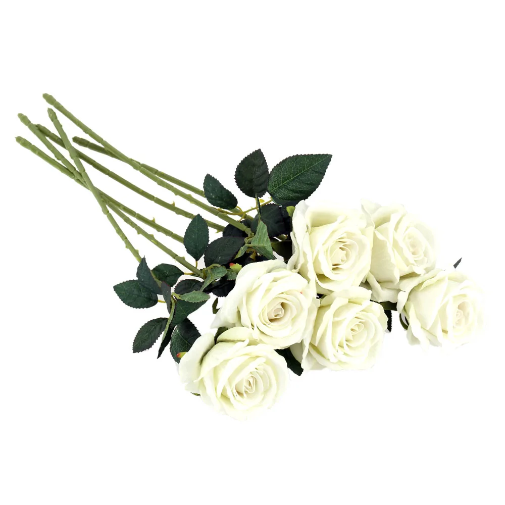 Искусственные розы 6/12 шт. букет из натуральных ворсовых роз с одним стеблом для