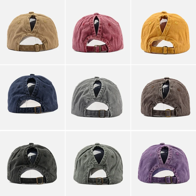 NSK Baseball Cap For Men Women Hip Hop Washed Cotton Snapback Vintage Hat Adjustable Ponytail Casual Simple Style | Аксессуары для