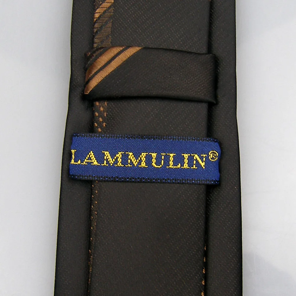 Галстуки LAMMULIN мужские черный с коричневыми клетчатыми стрелками в полоску