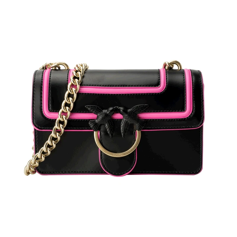 Кожаная сумка через плечо PINKO Mini Love Fluo 1P21AF Y5F1 - Цвет: black 998016802