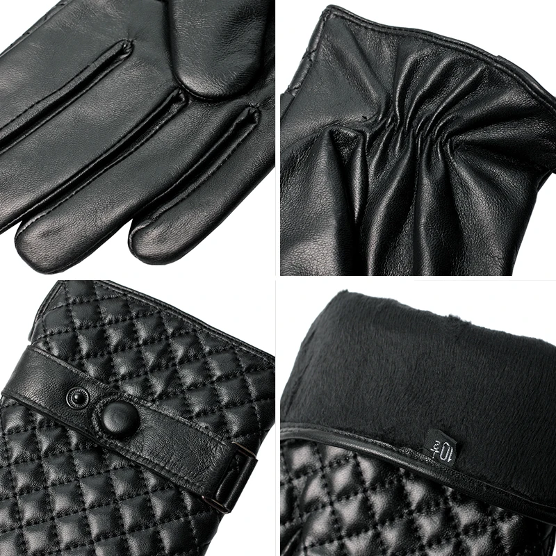 Мужские кожаные перчатки мотоциклетные из овчины зимние натуральной кожи для