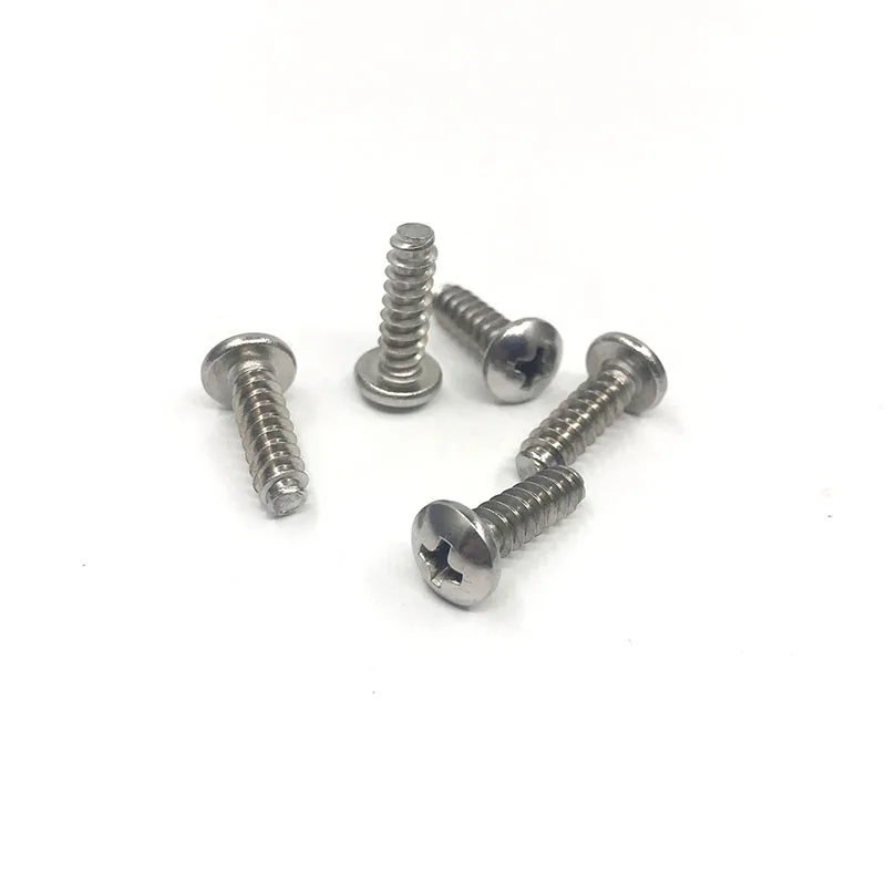 

60PCS M2 M2.3 M2.6 M3 304 Stainless Steel Round Pan Head Flat Tail Self-tapping Phillipps Screw Bolt
