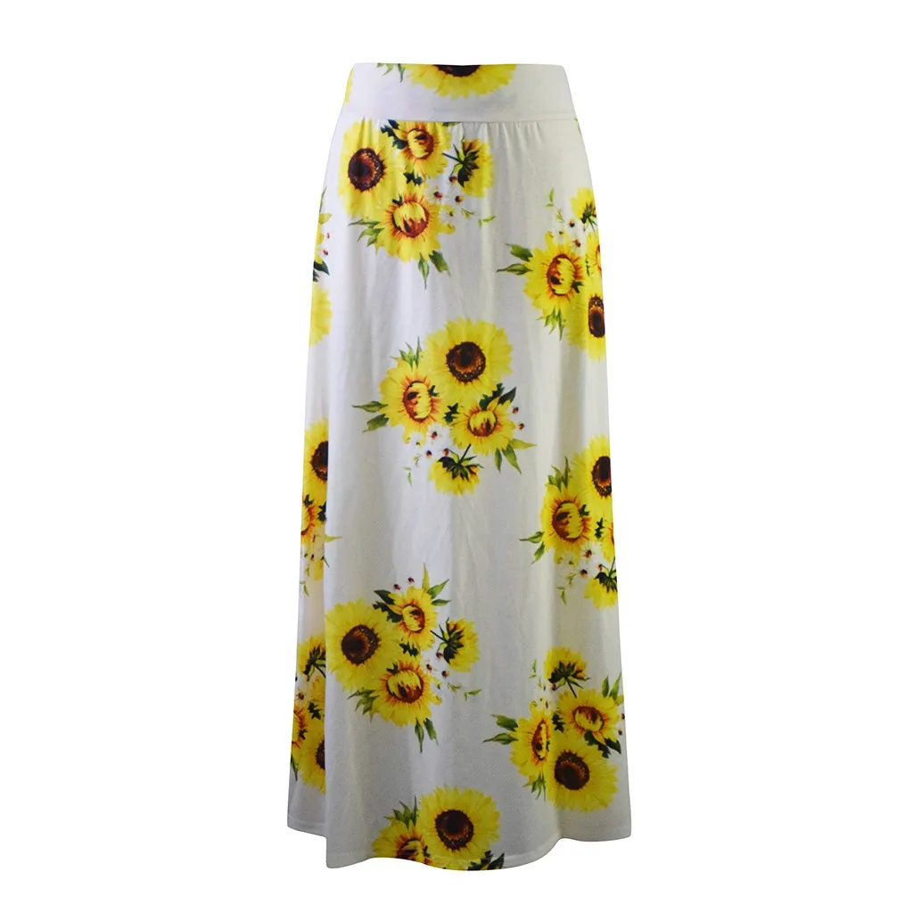 Женская длинная юбка макси с высокой талией Повседневная Свободная принтом
