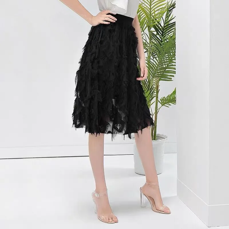 Новая модная Юбка миди для женщин и взрослых фатиновая юбка с эластичной высокой