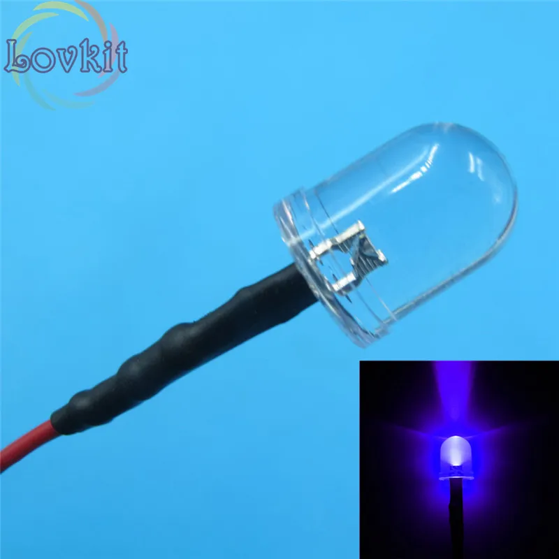 20 шт. 10 мм 12 В Предварительно проводной резистор круглые фиолетовые светодиоды см