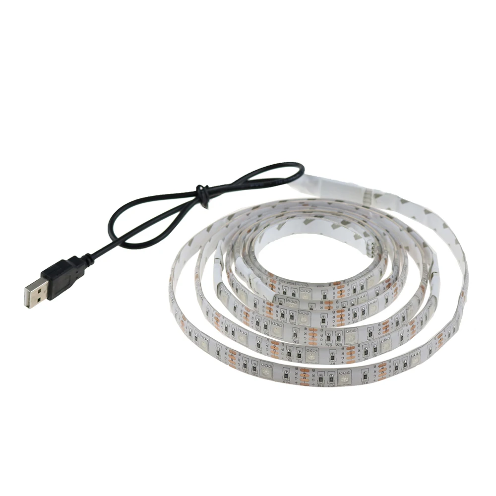 

USB 5050 RGB Светодиодная лента с мини-контроллером 30led/M 50 см 100 см 150 см водонепроницаемая гибкая подсветка для ТВ фона компьютера Q