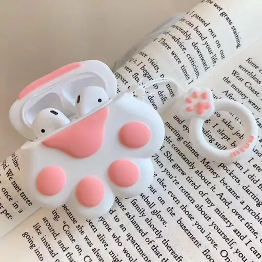 Чехол с когтями для Airpods, защитный чехол Airpods, беспроводная bluetooth-гарнитура, цветные наушники чехол, милый чехол - Цвет: white cat claw