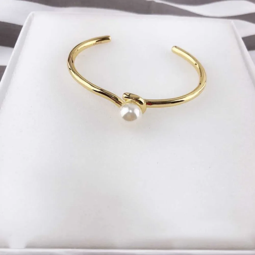 C-образная японский Регулируемый отделкой стразами золотистый браслет Простой