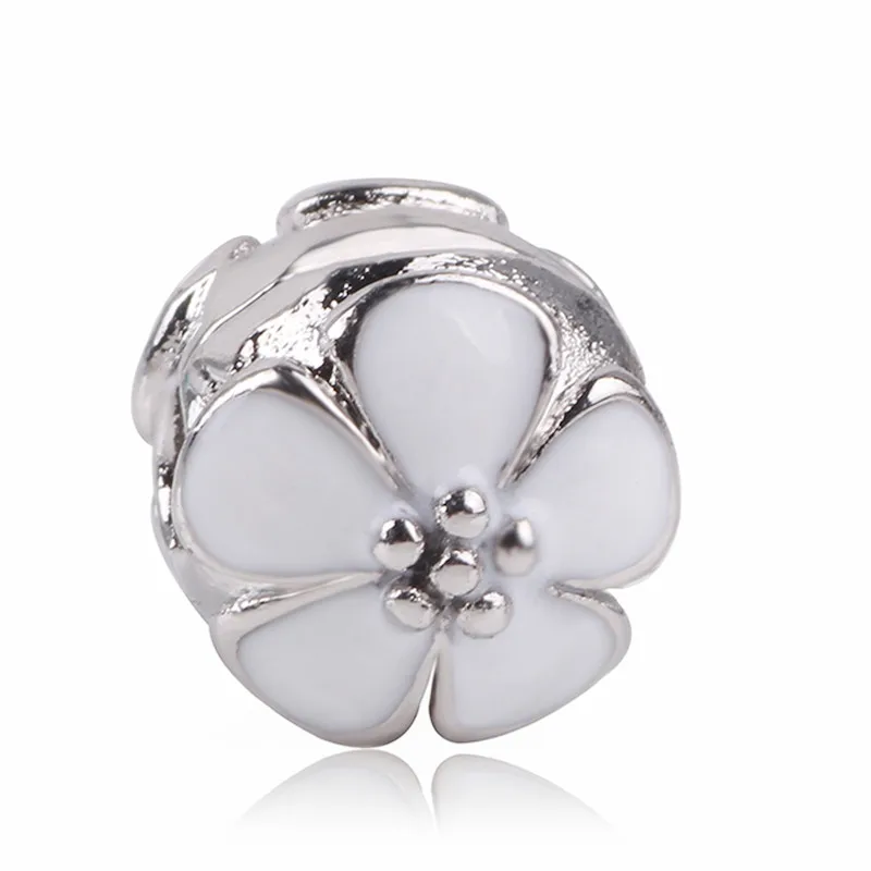 D027 Dodocharms Wuropean Серебряный сверкающий элегантный спейсер цветок листья циркониевый зажим безопасности DIY бисера Fit Pandora браслет с подвеской - Цвет: D027