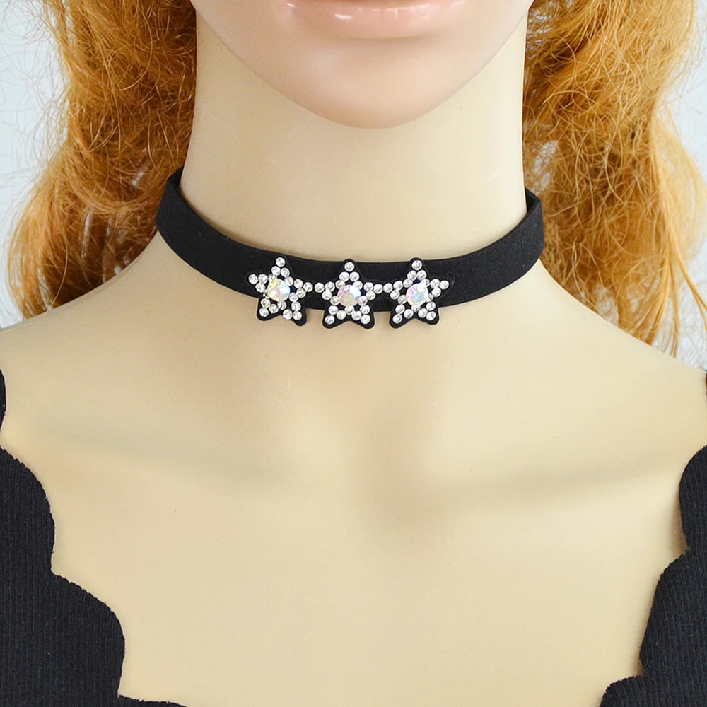 Трендовые продукты 2018 черный Цвет бархат веревку цепи с ful горный хрусталь звезда