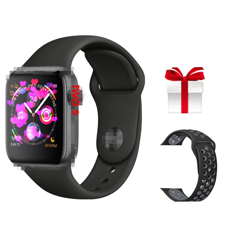 black add gray nike IWO 9+ ремень/набор смарт-часов IWO 9 44 мм серия 4 монитор сердечного ритма Bluetooth часы для IOS Android reloj обновление iwo 5 6 7 - Цвет: black add gray nike