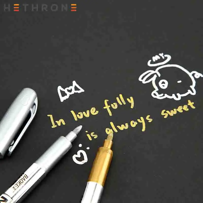 Hethrone 4 шт. золотые Маркеры Ручка для рисования Перманентная металлическая краска