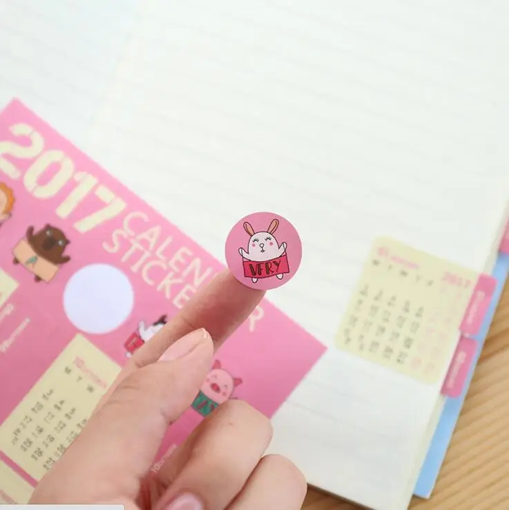 2Pcs/Pack New Creative 2017 Year Cute Animals Mini Calendar Stationery Decorative Stickers Sticker Gift H2269 | Канцтовары для