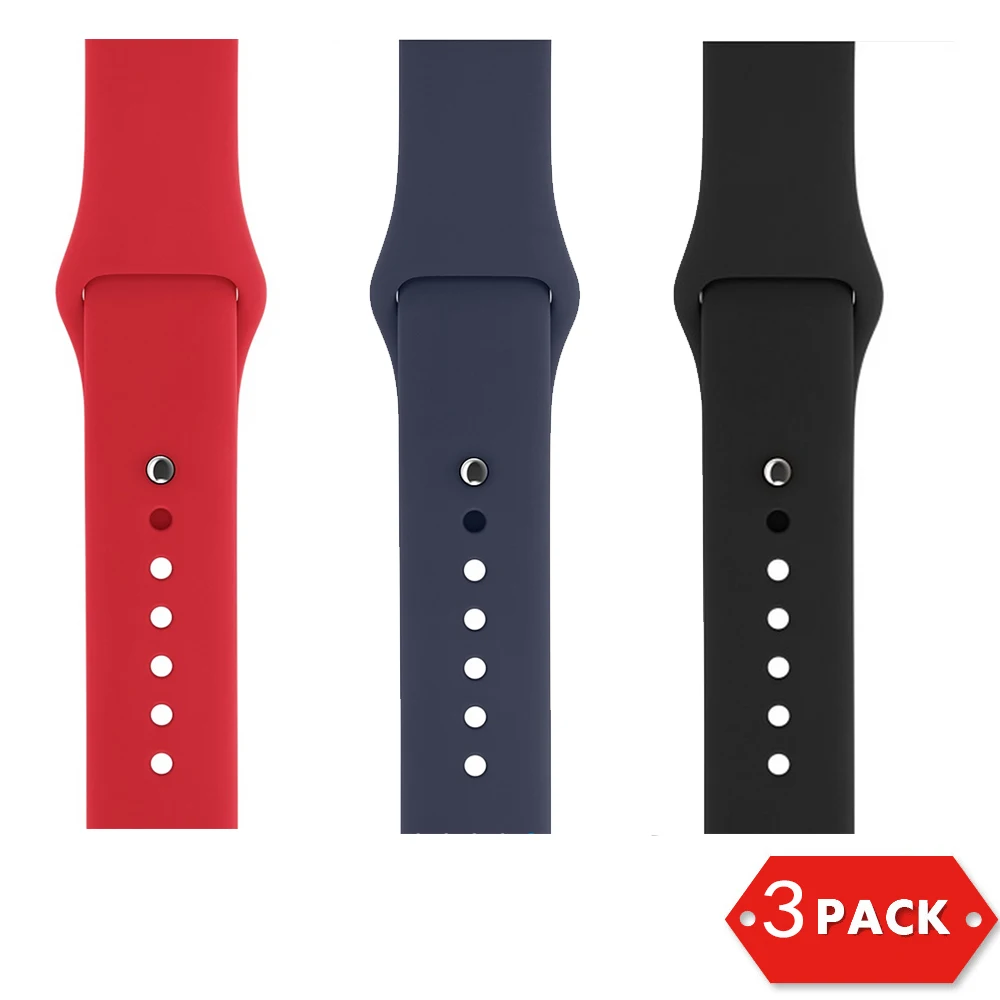 Red Midnight Black Силиконовый ремешок для Apple Watch 38 мм 42 мм iWatch 4 5 40 мм 44 мм спортивный браслет резиновые Ремешки для наручных часов для Apple Watch 5 4 3 2 1 - Цвет ремешка: Red Midnight Black