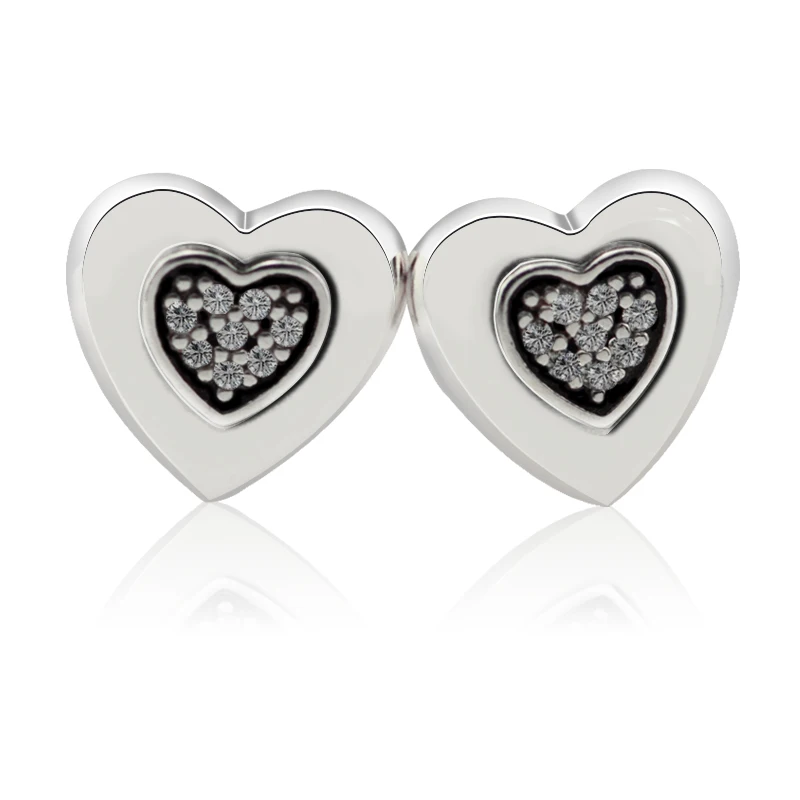 

Подлинные серьги из стерлингового серебра 925 пробы в форме сердца, серебряные серьги-гвоздики с прозрачными фианитами, модные серьги для женщин, ювелирные изделия DIY, оптовая продажа