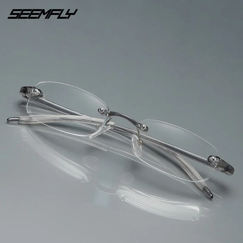 

Seemfly Rimless Reading Glasses Men Women Ultralight TR90 Presbyopic Eyewear Anti-fatigue Prescription Eyeglasses +1.0 to +4.0