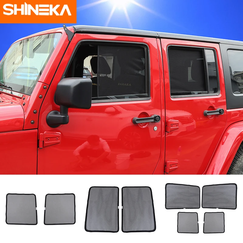 

SHINEKA Side Window Sunshades For Jeep wrangler 2007-2017 Insulation Insect Net for wrangler JK accessories Side Window Sunshade