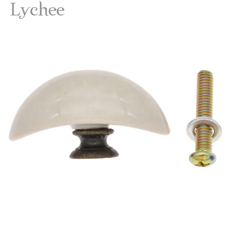 Личи жизни полумесяц формы керамики выдвижной ящик ручка Белый Шкаф Тянет Ручки