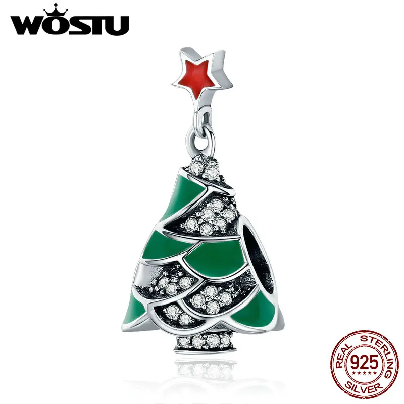 WOSTU новинка Стерлинговое Серебро 925 пробы Очаровательные зеленые бусины с