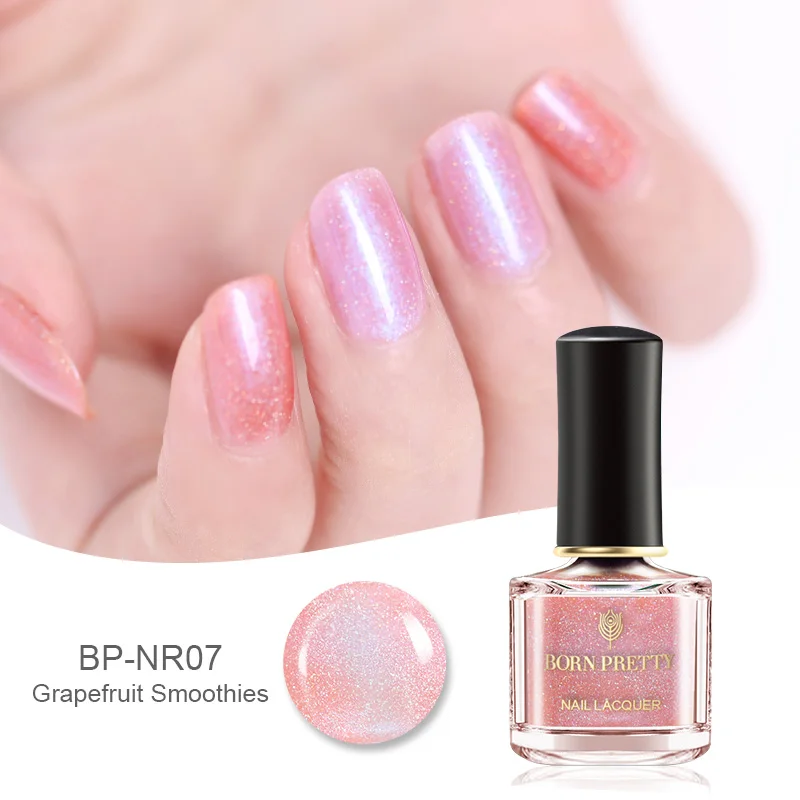 Grapefruit Smoothie BORN PRETTY 6 мл Блестящий лак для ногтей Радужный лак для ногтей 6 мл голографический Полировочный для ногтей, маникюрный 7 цветов - Цвет: Grapefruit Smoothie