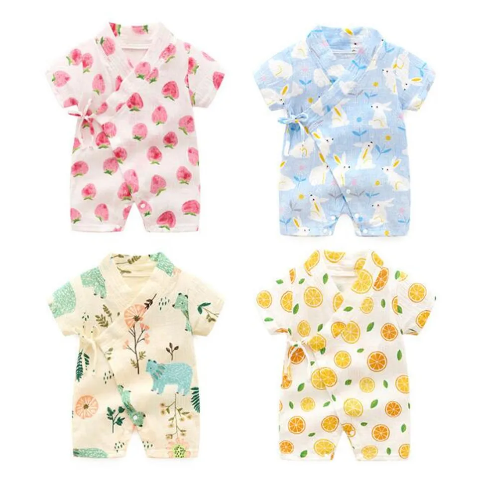 Для детей ясельного возраста боди цельное платье для малышей с короткими кимоно