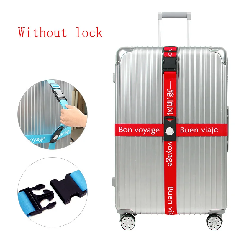 Without lock Red Багажный ремень лента для чемодана три цифры ремень с паролем багажные ремни крест ремень Регулируемый дорожный аксессуар чемодан веревка - Цвет: Without lock Red