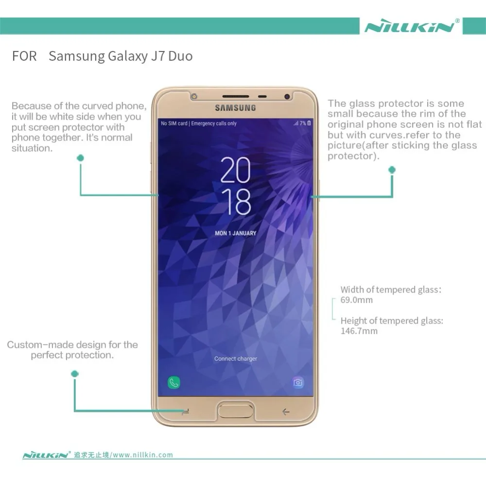 Оригинальная Защитная пленка NILLKIN из закаленного стекла для samsung Galaxy J7 Duo Amazing 9H 0 33