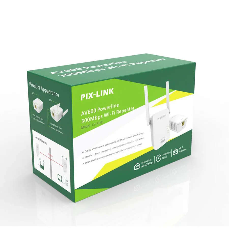 PIXLINK PL01 600 Мбит/с Беспроводной Wi Fi Мощность сетевой адаптер маршрутизатор