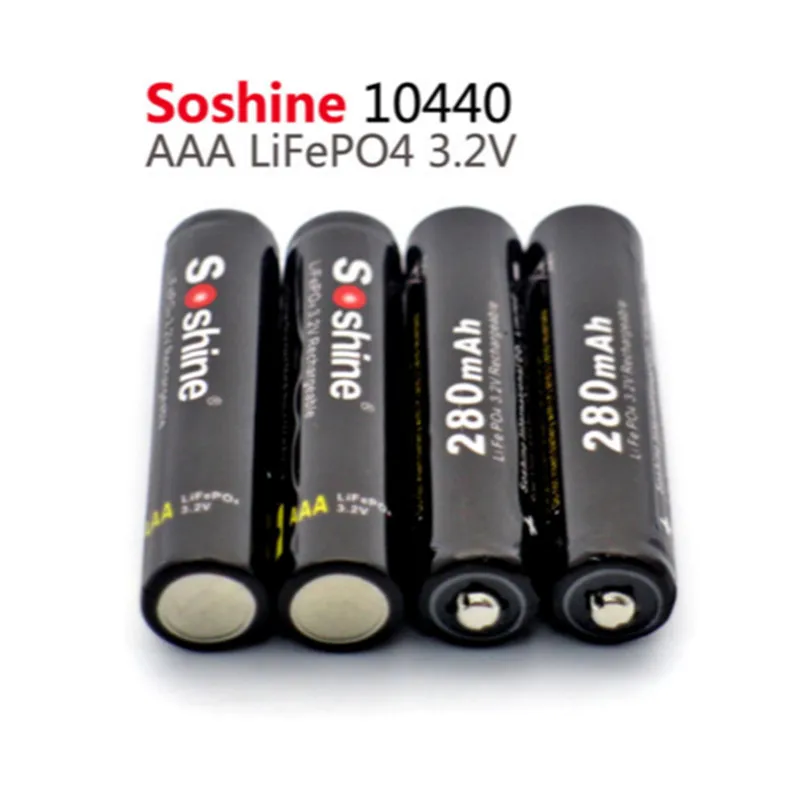 Аккумуляторная батарея Soshine 10440 4 шт./лот 3 2 в 280 мА · ч LiFePO4 с разъемами для