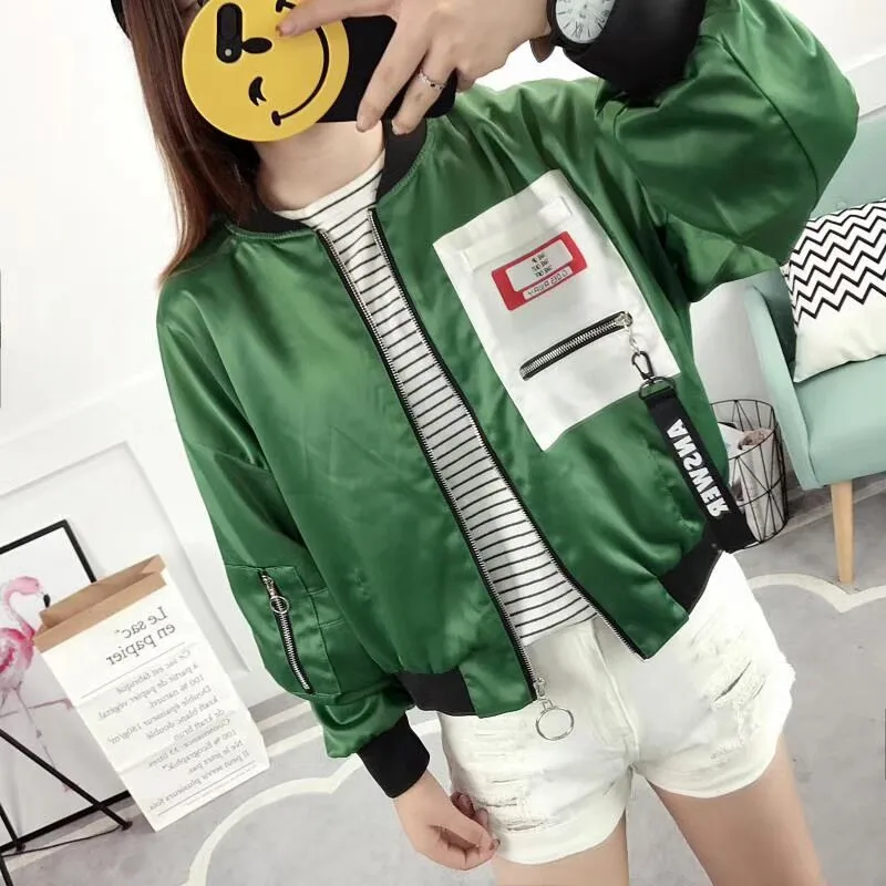 Новые весенние сшитый карман хит цвет куртка для женщин со стоячим воротником на