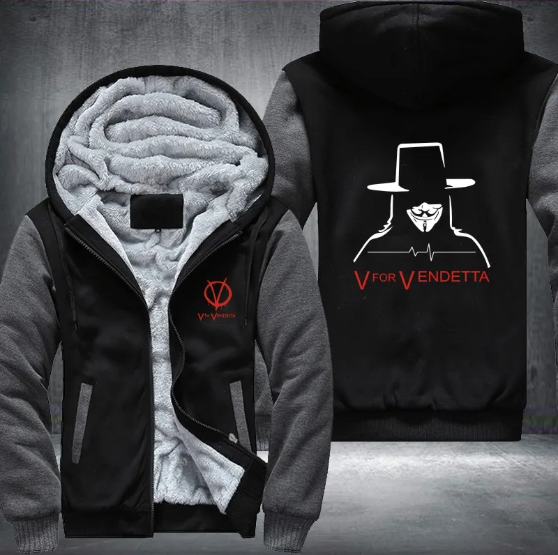 Новые Зимние V for Vendetta маска рейнджеров мужские толстовки с капюшоном утепленные