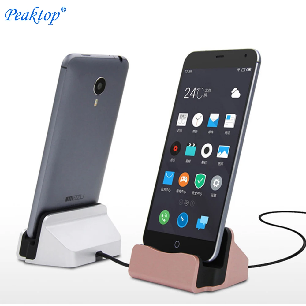 Зарядная док станция Peaktop настольная подставка с Micro USB Type C быстрая зарядка для