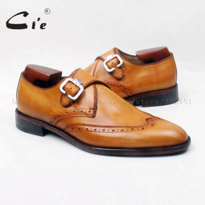 Мужские туфли cie с круглым носком одним тонким ремешком ручная роспись