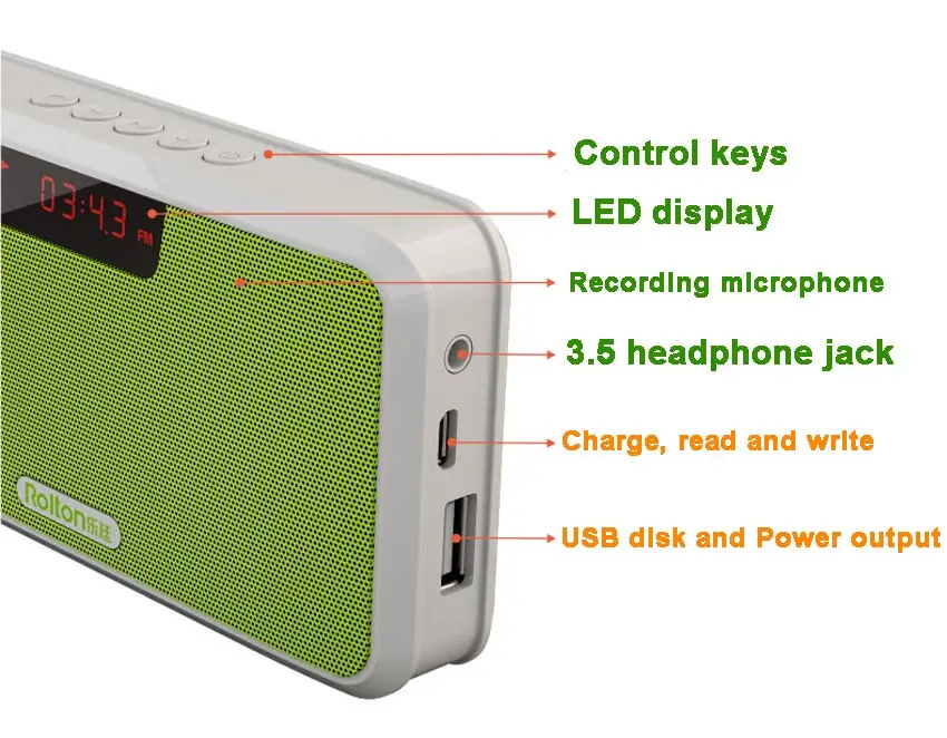 Rolton power Bank, Bluetooth, портативный динамик, поддержка TF карты, воспроизведение Mp3, Hands-Free, телефон, fm-радио и запись, светодиодный экран