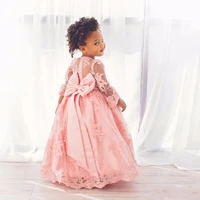 new fancy pink flower girl dresses for weddings kids pageant ball gowns first communion dresses for girls vestidos d