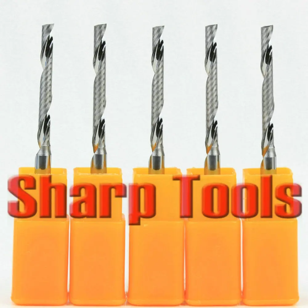 barato 3.175*2.5mm 1 Flauta End Mill Tungstênio Sólido Carboneto Espiral Roteador Bits Cortador De Acrílico 5 Pçs Alta Qualidade Micro Cnc Ferramentas De Corte