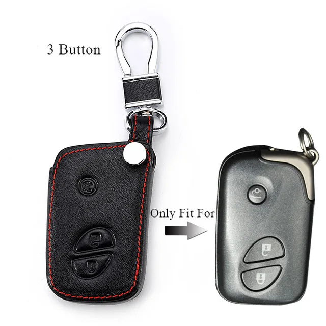 3 button black Кожаный чехол для автомобильных ключей, подходит для Lexus CT200H GX400 GX460 IS250 IS300C RX270 ES240 ES350 LS460 GS300 450 h 460 h чехол автомобильные аксессуары - Название цвета: 3 button black