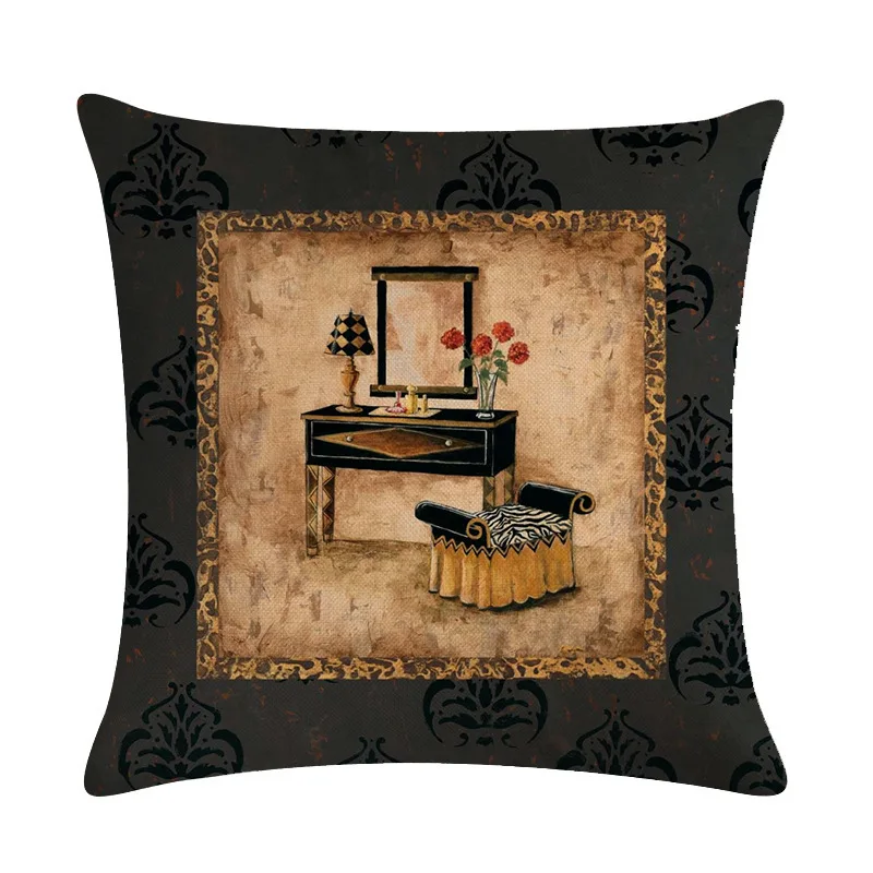 Европейский ретро туалетный столик серии льняная Наволочка украшения для дома