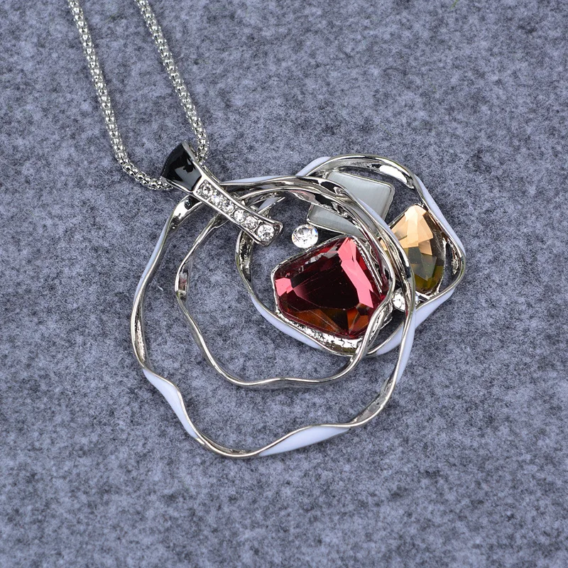 Полые длинное ожерелье с цветком для женщин Мода Bijoux сладкие ювелирные изделия аксессуары универсальные