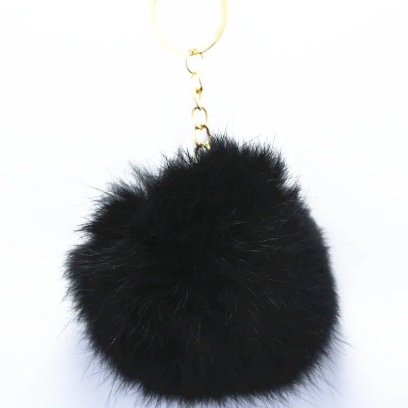 Высококачественные золотые цепи Брелок для ключей Pom pom автомобильный брелок с кроличьим меховым шаром Брелок меховой бренд брелки меховые брелки