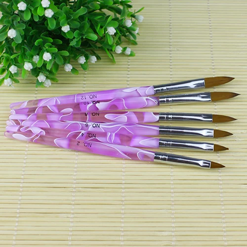 6 Шт. Фиолетовый Профессиональная УФ-Гель Кисть Nail Art Декорация Живопись Набор