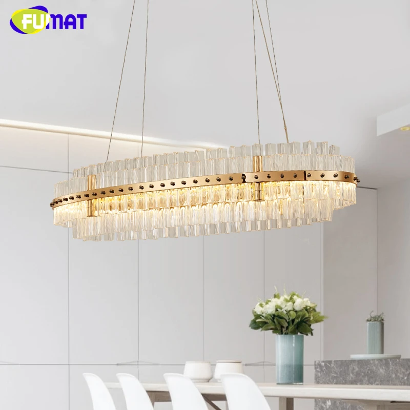 Хромированная/Золотая светодиодная хрустальная люстра FUMAT роскошные