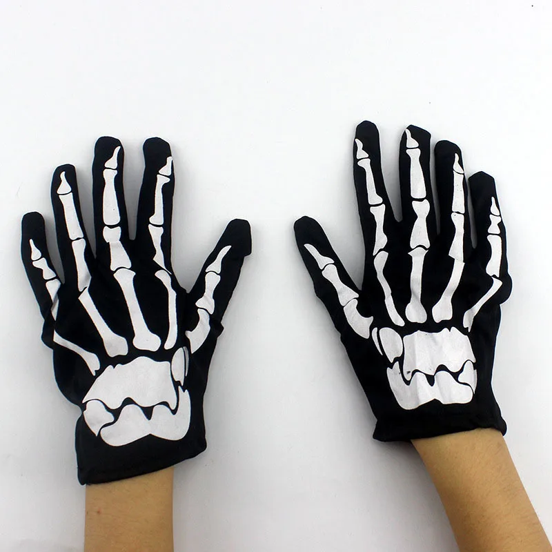 Мужские и женские перчатки для Хэллоуина с украшением в виде скелета когтя