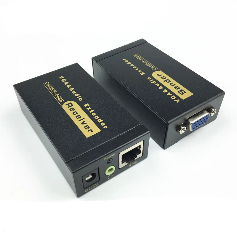 100 м HD 1080P UTP VGA удлинитель RJ45 1x1 сплиттер с 3,5 мм аудио RJ45/cat5e/6 ethernet кабель для проектора HDTV PC VE100