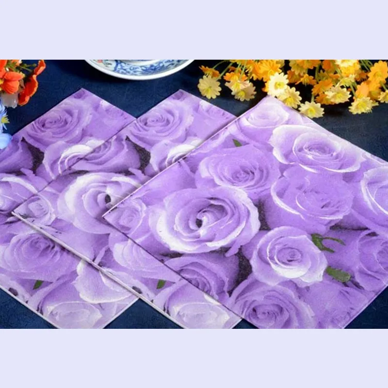33*33 см 20 салфеток для стола бумажные салфетки фиолетовые красные розовые розы с
